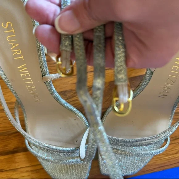 Stuart Weitzman Women’s Melodi Glitter High Heel Sandals Size: 38.5 8 B - Picture 13 of 16